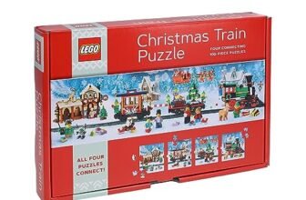 Lego Christmas Train Puzzle | Four Connecting 100-Piece Jigsaw Puzzles