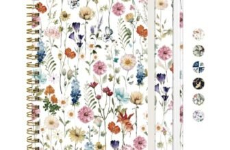 Taja Spiral Journal Notebook for Women, Pretty Hardcover Lined Notebook for Work & Note Taking, Aesthetic Cute Journal for Writing, 140 Pages, 6″x8″, Floral