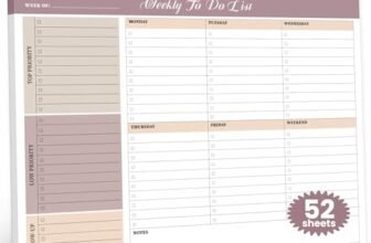 Weekly To Do List Notepad with 52 Undated Sheets（8.5″×11″）- Undated Weekly Planner Notepad for Office Desk Accessories and Supplies – Midnight Lilac