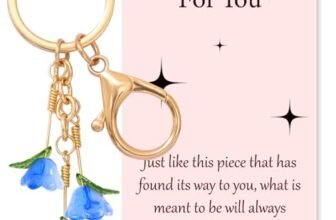 SanQuan Cute Keychain Bag Charms Mom Gifts, Best Friend, Coworker, Teacher, Nurse, Retirement Gift for Woman, Flower Keychains for Farewell, Going Away, Leaving, New Job (Gold-Blue)