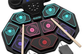 Electronic Drum Set – YUOIOYU Electric Drum Set Roll Up Portable Drum Kit MIDI Practice Drum Pad with Dual Built-in Speaker, Drum Sticks and Pedals, Christmas Birthday Gift for Kids Adult