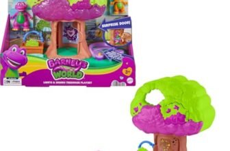 Barney’s World Preschool Toy Lights & Sounds Treehouse Playset with Figures for Pretend Play Kids Ages 3+ Years