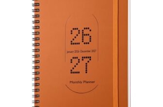 2026-2027 Monthly Planner-A5 Size Calendar Planner -Thick 120g Paper | Hard Cover with Elastic Band and Inner Pocket |Planner For Women,Men |Perfect for Office Home School Supplies & Personal Organizer (Orange-yellow)
