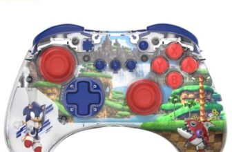 PDP REALMz Wireless Nintendo Switch Pro Controller, Customizable LED, 40 Hour Rechargeable Battery Power, Officially Licensed by Nintendo and SEGA: Sonic Superstars (Sonic Green Hill Zone)