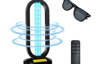 Feefir UV Light Sanitizer,4-Speed Timing and Remote Control UVC Home Disinfection Device,Portable Ultraviolet Light Sanitizer Effectively Mold Remover and Dust Mites,UV Lamp for Whole Room,Black