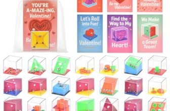 28 Pack Valentines Day Gifts for Kids Classroom – Mini 3D Maze Puzzle Cubes with Cards & Gift Bags, Non Candy School Exchange Party Favors, Brain Teaser Fidget Sensory Toys for Boys Girls Ages 3-12