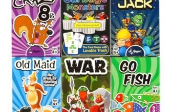 Regal Games Card Games for Kids – Go Fish, Crazy 8’s, Old Maid, Slap Jack, Garbage Monster, War – Simple & Fun Classic Family Table Games – Games May Vary (6 Set)