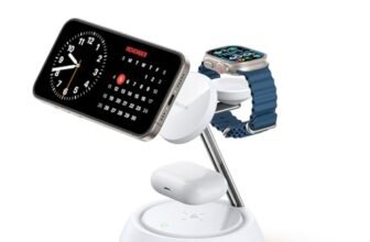 Mcdodo Wireless Charging Stand,3 in 1 Charging Station for Apple Devices 22.5W Max Charging Station for iPhone Multiple Devices for iPhone 15 14 13 12/AirPods 2 3 Pro/iWatch Ultra/8/7/SE/6/5/4/3/2