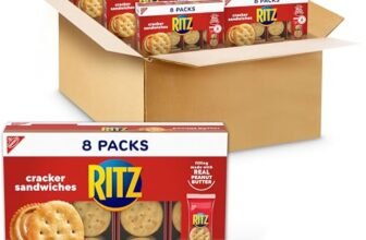 RITZ Peanut Butter Sandwich Crackers, Lunch Snacks, 48 Snack Packs (6 Boxes, 6 Crackers Per Pack)