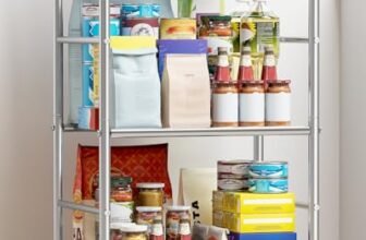 Sakugi Storage Shelves – 3 Tier Shelf Organizer, Sturdy Metal Shelving with Adjustable Leveling Feet, Space-Saving Shelves Organizer for Pantry, Laundry, Kitchen (18″ x 12″ x 30″, Silver)