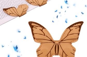 Leather Magnetic Bookmark, 1Pcs Butterfly Bookmarks, Magnet Bookmark Clips Gift for Women, Kids, Reading Lovers, Teacher, Mothers Day Gift for School Office Home Supplies (Apricot)