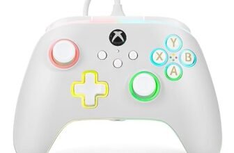 PowerA Advantage Wired Controller for Xbox Series X|S with Lumectra – White, gamepad, wired video game controller, gaming controller, works with Xbox One and Windows 10/11, Officially Licensed for Xbox