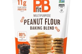 PBfit Peanut Flour Baking Blend – Gluten Free & Non GMO – 11g Protein per Serving 10% DV – 80% Less Fat than Almond Flour – 1 to 1 Swap for White Flour – Light Peanut Flavor – 25% DV Fiber – 24 oz