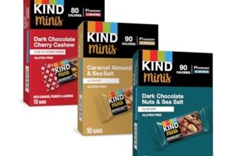 KIND Bar Minis, Variety Pack, Dark Chocolate Nuts and Sea Salt, Caramel Almond Sea Salt, Dark Chocolate Cherry Cashew Healthy Snacks, Gluten Free, Low Calorie Snacks, Low Sugar, 30 Count