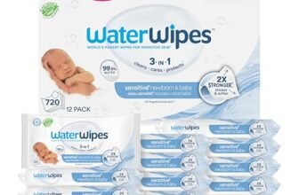 WaterWipes Sensitive+ Newborn & Baby Wipes, 3-In-1 Cleans, Cares, Protects, 99.9% Water, Unscented & Hypoallergenic, 720 Count (12 Packs)