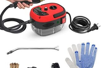 Irishom 2500W Portable Handheld Steam Cleaner High Temperature Pressurized Steam Cleaning Machine with Brush Heads and Gloves for Kitchen Furniture Bathroom Car