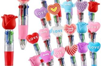 SZCECHRE 24PCS Valentine’s Day Bulk Multicolor Pens in One with Heart Flower Designs for Party Favors School Supplies Students Rewards