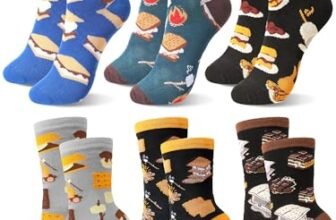 Shihanee 6 Pairs S’more Bee Socks Novelty Crew Honey Socks Gifts Funny Basket Stuffers Treats for Women, Size 5-10(S’more Style)