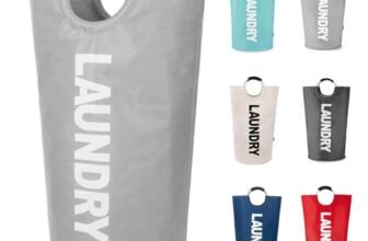 Twira 100L Large Laundry Basket, Laundry Hamper Stands Up Well, Laundry Bag with Padded Handles, Waterproof Clothes Bin Collapsible, Clothes Hamper for Bathroom, Laundry, College (Light Grey)