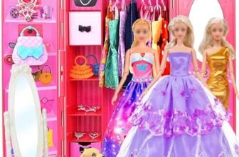 iBayda 11.5-Inch Fashion Doll with Closet Clothes Accessories Set – Includes Princess Gown, Long Dresses, Outfits, Shoes, Handbags, Mirror, Pet Dog & More (Doll Included)