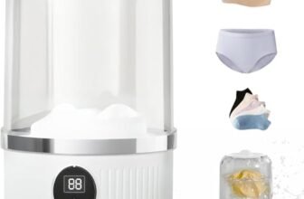 Underwear Washer, Upgrade Mini Portable Washing Machine Rechargeable Cushion Puff Washer Deep Cleans Small Clothes for Apartment, Dorm, RV, Travel & Hotel Use (Snow White‌)