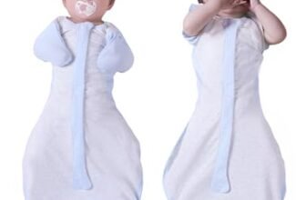 BABELIO Swaddle with Detachable Zip Sleeves Temp-Sensing Baby Transitional Swaddle Arms Up 2-Way Zipper Sleep Sack Soft Blue