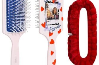 LUV HER Kids Hair Brush & Spa Headband Set for Girls – Features Emily in Paris – Fun Grooming Kit for Detangling, Styling & Skincare – Soft & Stretchy One Size, Ages 3+