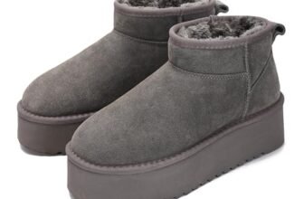 Project Cloud 100% Genuine Leather Ankle Boots for Women – Anti-Slip Memory Foam Insole Womens Boots – Lightweight Winter Womens Shoes, Ankle Booties for Women (Huggy, Grey, 7.5)