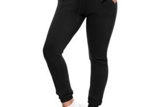 SINOPHANT Joggers for Women with Pockets Drawstring Sweatpants for Lounge Gym Yoga Black L