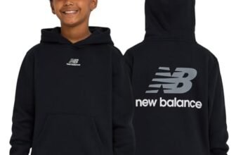 New Balance Boys Hoodie – Premium Comfy Cotton Blended Fleece Classic Pullover Sweatshirt for Kids, Sizes 4-20 Black
