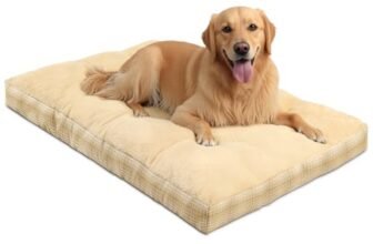MIHIKK Washable XL Dog Bed for Extra Large Dogs with Anti-Slip Bottom, Premium Foam Pet Pad for Crate for Large Medium Small Sized Puppies, 41″ x 27″ Light Brown