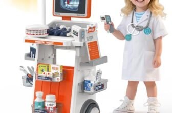 Dreamon Doctor Kit for Toddlers 3-5 Pretend Play Toys – 29 Pcs Kids Dentist Cart Play Set with Light and Costume – Role Play Medical Toy for 3+ Year Old Boys and Girls Christmas Birthday Gifts