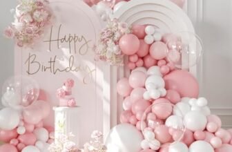 Pink Balloon Arch Kit 132Pcs Pink and White Balloon Arch Garland Kit Include Light Pink White Balloons Clear Balloons for Birthday Wedding Baby Shower Anniversary Bachelorette Bridal Party Decorations