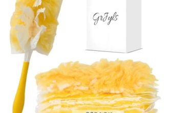 GrJyls Duster Refills Bulk Compatible with Swiffer Dusters Swiffer Microfibre dust Cleaner for Cleaning Home, Office, Furniture (Yellow, 20 PCS (180°)+ 10 PCS (360°)+ Handle)