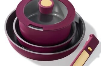 CAROTE Ceramic Pots and Pans Set, Nonstick Cookware Set Detachable Handle, 6pcs Induction Kitchen Cookware Sets Non Stick with Removable Handle, RV Cookware Set, Oven Safe, Purple