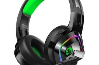 ZIUMIER Z66 Gaming Headset, Wired, Over-Ear, Noise Cancelling Mic, RGB Light, Stereo Surround Sound, Compatible with PS4, PS5, Xbox One, Laptop (Green)