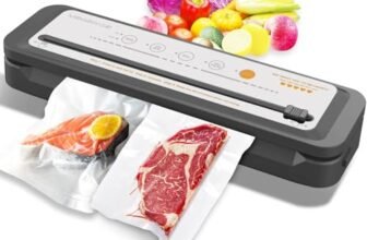 MEGAWISE Vacuum Sealer Machine 2025, 80kPa High Suction Power, One-Touch Operation, Built-in Cutter, Compact Design with Starter Bags – Food Vacuum Sealer for Dry & Moist Foods (Silver)