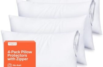 Ultra Soft Pillow Protectors with Zipper Standard Size – Set of 4 Breathable Pillow Covers – 100% Protection Against Stains, Dust & Dirt – Machine Washable (White)