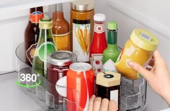 360° Rotating Lazy Susan for Refrigerator, 13.5”x8.5” Clear Lazy Susan Turntable for Refrigerator Organizers and Storage, Kitchen, Table Top, Cabinet, Pantry, Countertop, 1 Pack