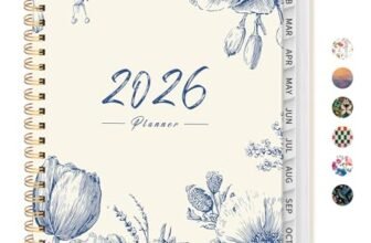 2026 Planner, Weekly and Monthly Calendar Planner for Women, Jan 2026 – Dec 2026, Hardcover Planning Agenda book with Tabs, Spiral Bound, Inner Pocket, Perfect for School Office Supplies, 6.3″ x 8.5″ – Blue Elegance