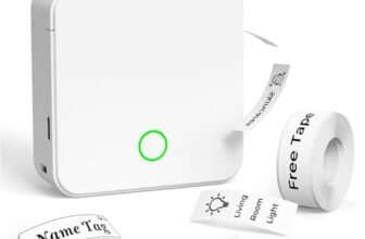 DETONGER Label Maker Machine with Tape P0 Rechargeable Bluetooth Mini Label Printer Portable Small Thermal Labeling Machine Easy to Use for Home Office School Organization Battery Included White