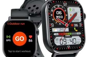 uaue Smart Watch for Men Women, Fitness Tracker with 178+ Sports Modes, Fitness Watch with 2.06″ AMOLED Touchscreen, Heart Rate/Sleep Monitor, IP68 Waterproof, Notifications for Android iOS,Black