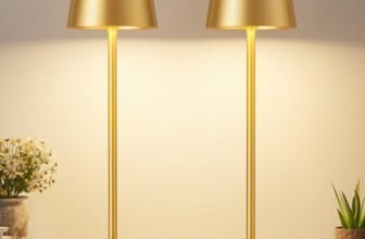 Gold Cordless Rechargeable Table Lamp, 2 Pack Portable Desk Lamp with 5000mAh Battery, Touch Control Stepless Dimming, Wireless Night Light for Dining, Outdoor Camping, Coffee Shop, Waterproof Design