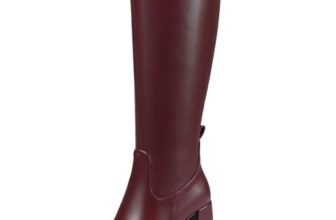 Attiposh Knee High Boots for Women Square Toe Chunky Block Heel Long Boots Side Zipper Tall Boots Comfortable High Heel Boot