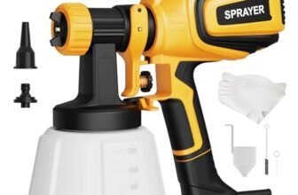VONFORN Paint Sprayer, 700W HVLP Spray Gun with Cleaning & Blowing Joints, 4 Nozzles and 3 Patterns, Easy to Clean, for Furniture, Cabinets, Fence, Walls, Door, Garden Chairs etc. VF803