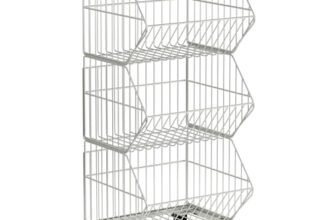 Standing Shelf Units, Wire Storage Basket with Wheels, Detachable and Foldable and Stackable to Save Space, Weight Capacity and Durable Racks/Organizer, for Kitchen Garage Closet (3 Tier)