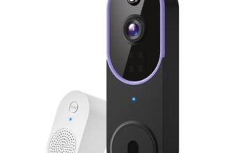 Guggre 1080P Wireless Video Doorbell Camera, AI Human Detection, Cloud Storage, Two-Way Audio, 2.4GHz Wi-Fi Support, Real-Time Alerts, Easy Installation, Night Vision (Purple)