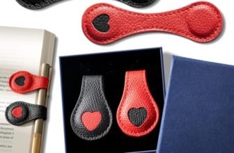 2Pcs Magnetic Leather Bookmarks with Gift Box, Magnetic Pen Holder Book Marks Clip Gift for Book Lover Readers Men Women Teachers Students, Heart Bookmarks
