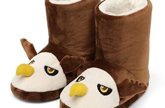 ESTAMICO Girls Boys Slippers Kids Warm Soft Boot Slipper with Cute Animal Design, Non-Slip Rubber Sole, Brown 7-8 Toddler