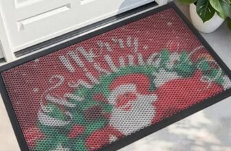 PLEASOR Door Mat for Front Door Entrance, Dirt Trapper Welcome Mat Outdoor Indoor, Non-Slip Waterproof Doormat for Outside/Inside Use, Low Profile Entryway Rug, 17″x30″, Red